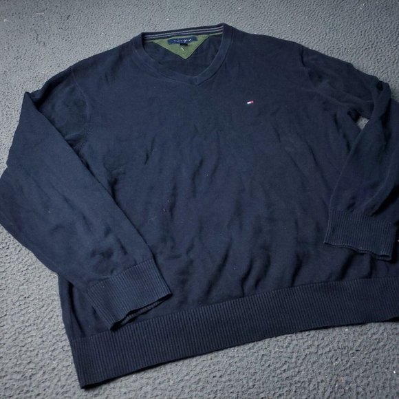 Tommy Hilfiger V Neck Sweater Mens XL Blue - Picture 6 of 12